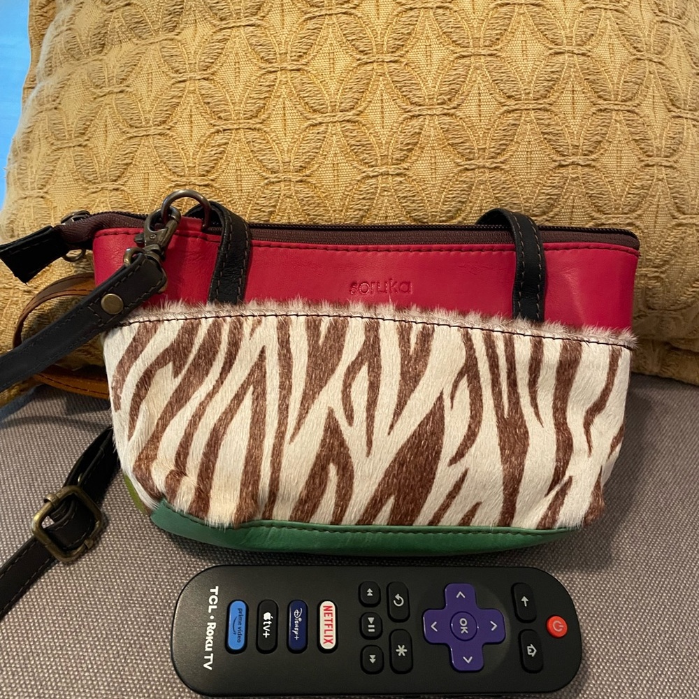 Soruka colorful pink  and Brown Zebra Crossbody Bag